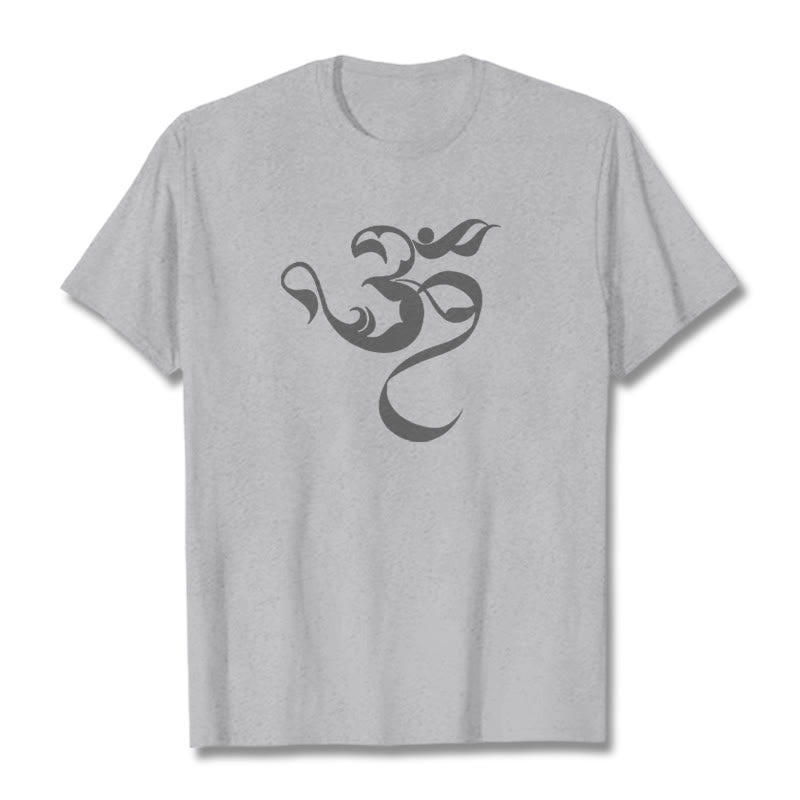 Buddha Stones Om Figure Design Cotton Tee T-shirt - LightGrey - 2XL - image 19