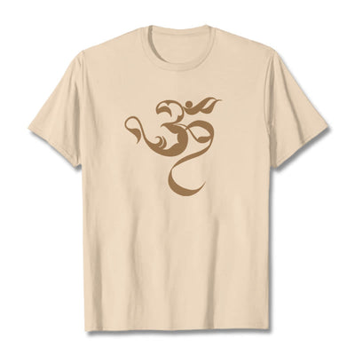 Buddha Stones Om Figure Design Cotton Tee T-shirt - Bisque - 2XL - image 11
