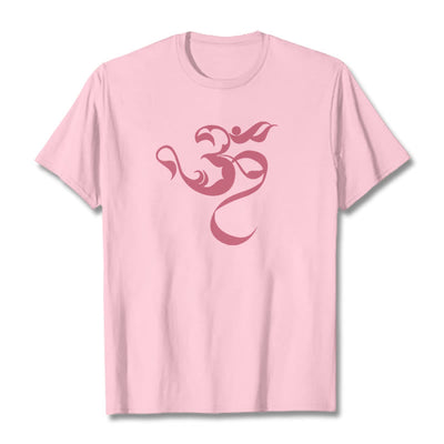 Buddha Stones Om Figure Design Cotton Tee T-shirt - LightPink - 2XL - image 15