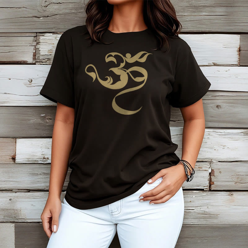 Buddha Stones Om Figure Design Cotton Tee T-shirt - image 1
