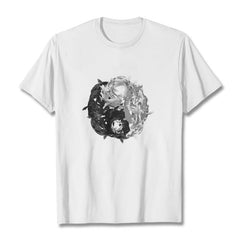 Buddha Stones Yin Yang Koi Fish Combination Cotton Tee T-shirt T-Shirts BS White 2XL