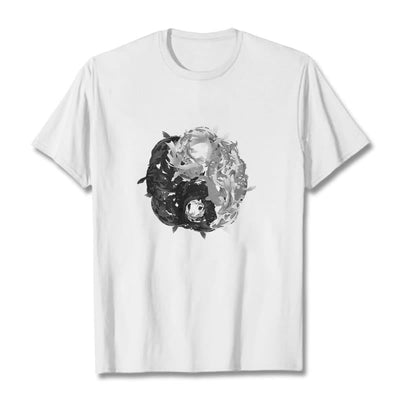 Buddha Stones Yin Yang Koi Fish Combination Cotton Tee T-shirt T-Shirts BS White 2XL
