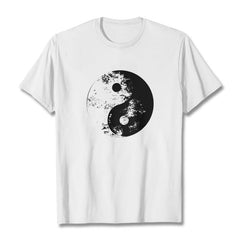 Buddha Stones Yin Yang Tai Chi Pattern Cotton Tee T-shirt T-Shirts BS White 2XL
