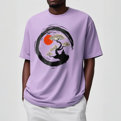 Buddha Stones Red Sun Pine Zen Circle Meditation Person Tee T-shirt - image 17