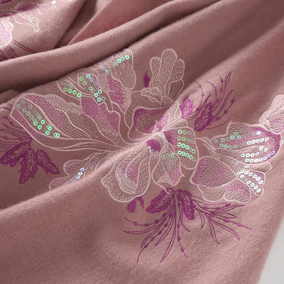 Buddha Stones Wool Shawl Flower Sequin Embroidery Tassel Winter Cozy Travel Scarf Wrap - image 2