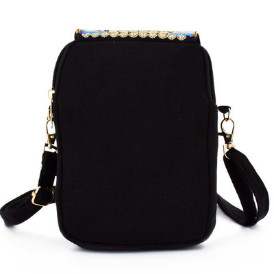 Buddha Stones Inula Flower Peony Embroidery Canvas Shopping Purse Handbag Crossbody Bag Crossbody Bag&Shoulder Bag BS 10