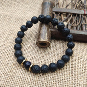 Bracelet de guérison en pierre de lave, pierre dorée et grès bleu Foviel