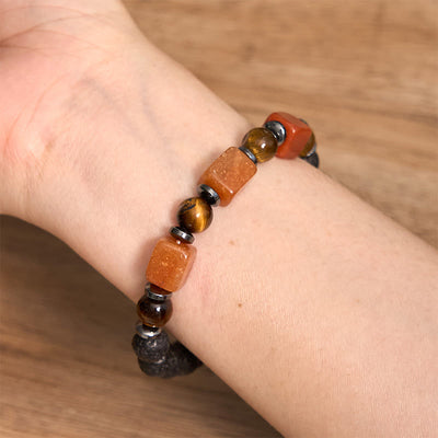Foviel Various Crystals Cube Amethyst Lava Rock Support Bracelet