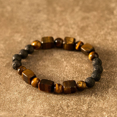 Foviel Various Crystals Cube Amethyst Lava Rock Support Bracelet