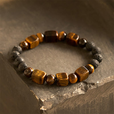 Foviel Various Crystals Cube Amethyst Lava Rock Support Bracelet