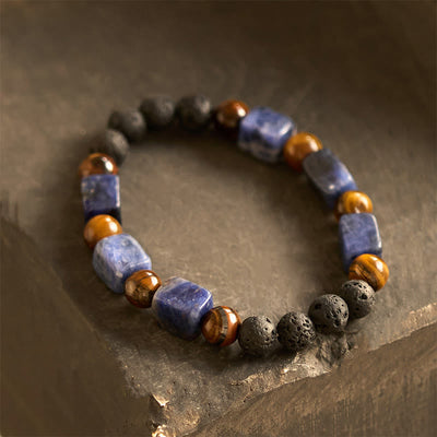 Foviel Various Crystals Cube Amethyst Lava Rock Support Bracelet