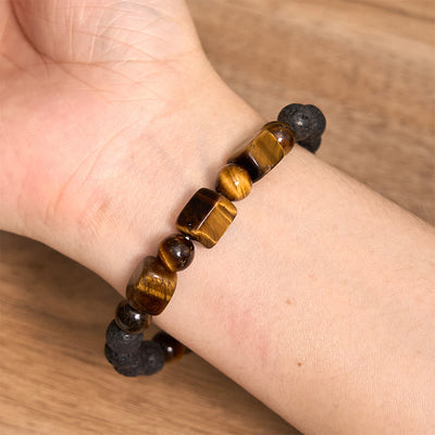 Foviel Various Crystals Cube Amethyst Lava Rock Support Bracelet
