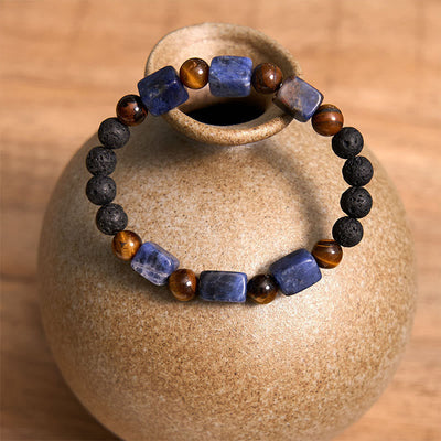 Foviel Various Crystals Cube Amethyst Lava Rock Support Bracelet