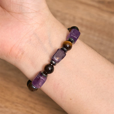 Foviel Various Crystals Cube Amethyst Lava Rock Support Bracelet