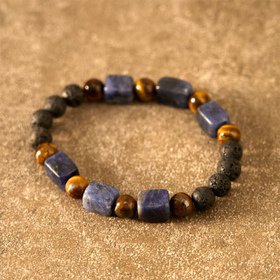 Foviel Various Crystals Cube Amethyst Lava Rock Support Bracelet