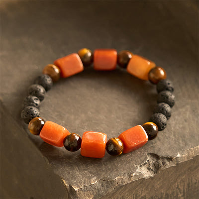 Foviel Various Crystals Cube Amethyst Lava Rock Support Bracelet