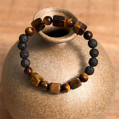 Foviel Various Crystals Cube Amethyst Lava Rock Support Bracelet