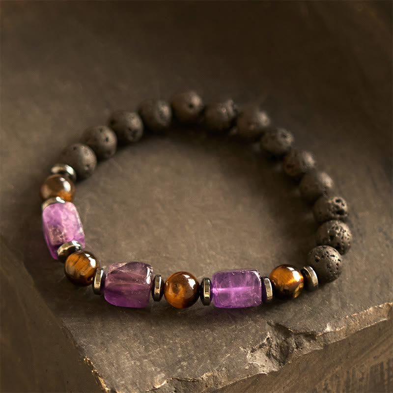 Foviel Various Crystals Lava Rock Calm Bracelet
