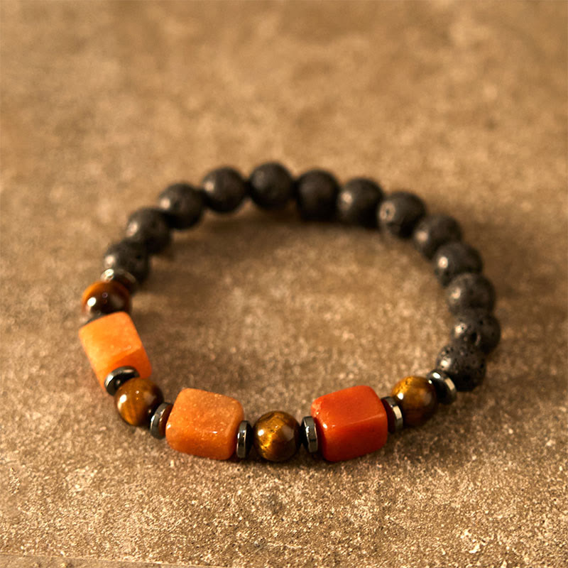 Bracelet calme en pierre de lave et cristaux variés Foviel