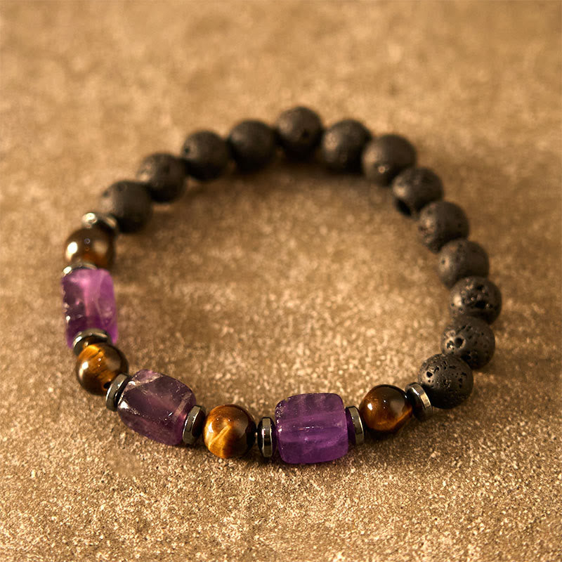 Foviel Various Crystals Lava Rock Calm Bracelet
