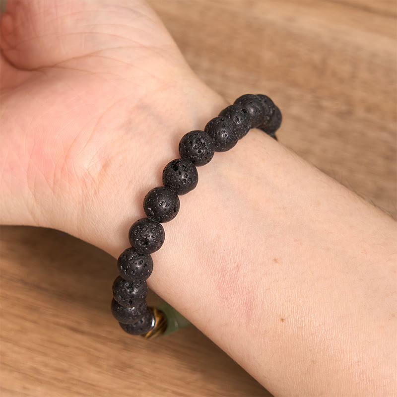 Bracelet calme en pierre de lave et cristaux variés Foviel