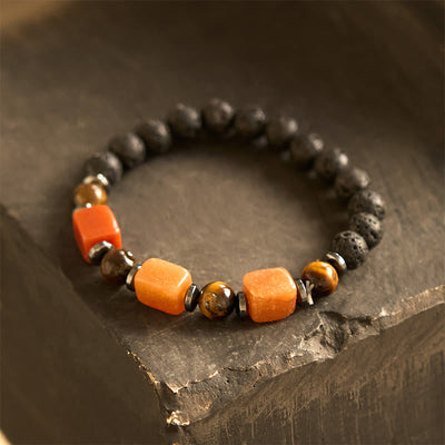 Bracelet calme en pierre de lave et cristaux variés Foviel
