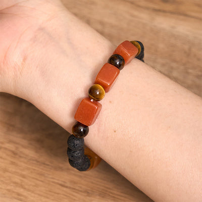 Bracelet calme en pierre de lave et cristaux variés Foviel
