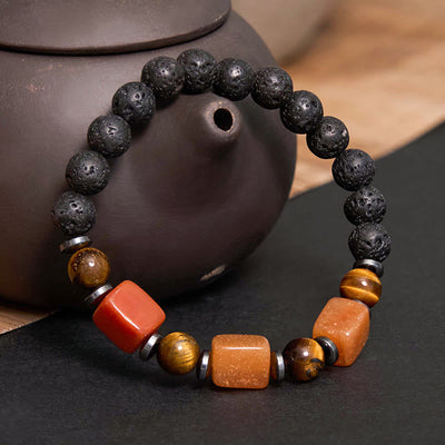 Bracelet calme en pierre de lave et cristaux variés Foviel
