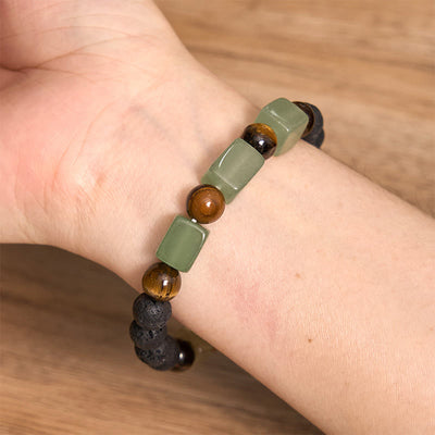 Bracelet calme en pierre de lave et cristaux variés Foviel