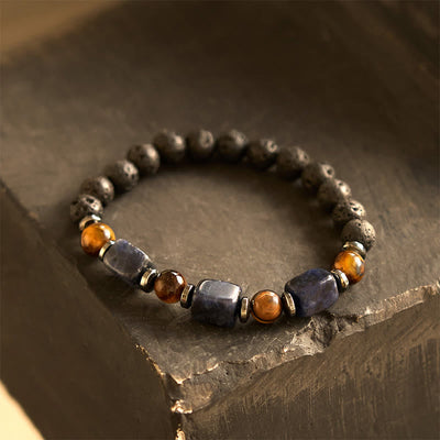 Bracelet calme en pierre de lave et cristaux variés Foviel