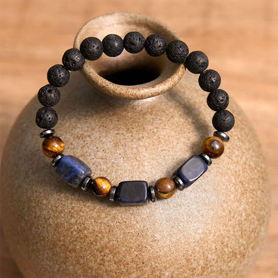 Bracelet calme en pierre de lave et cristaux variés Foviel