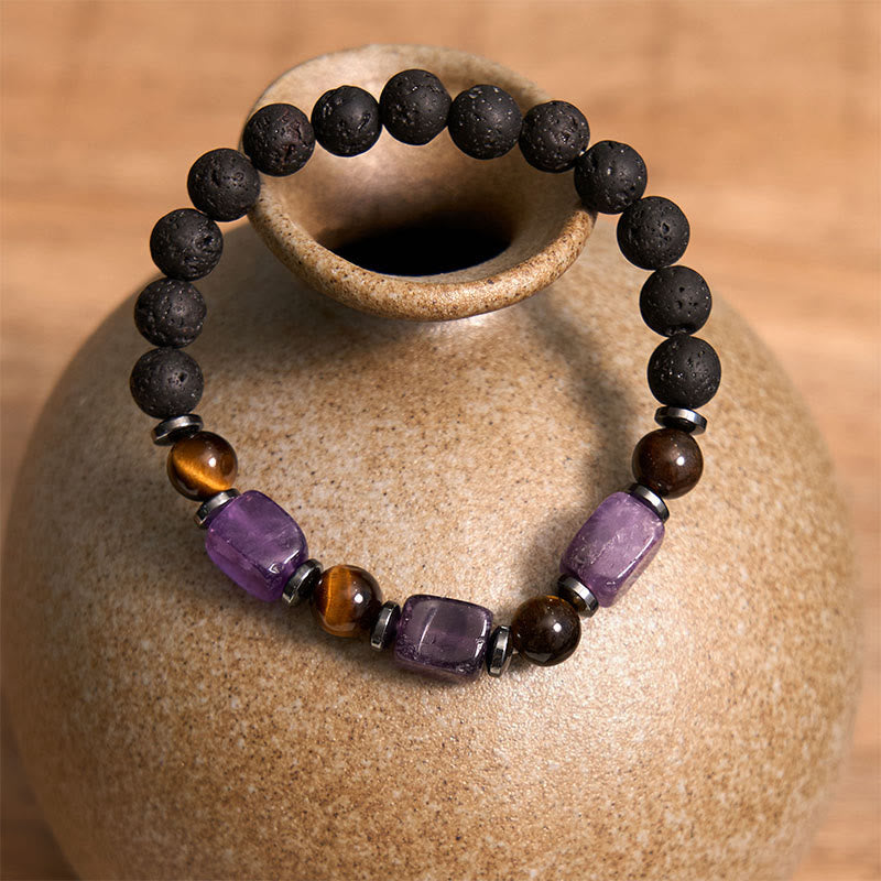 Foviel Various Crystals Lava Rock Calm Bracelet