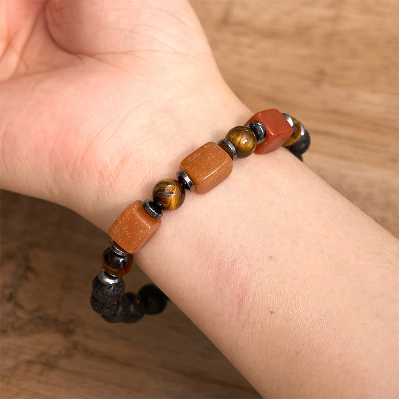 Bracelet calme en pierre de lave et cristaux variés Foviel