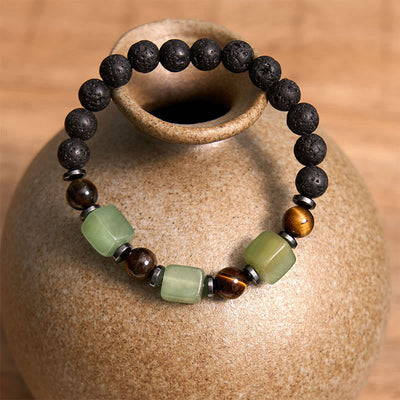 Bracelet calme en pierre de lave et cristaux variés Foviel
