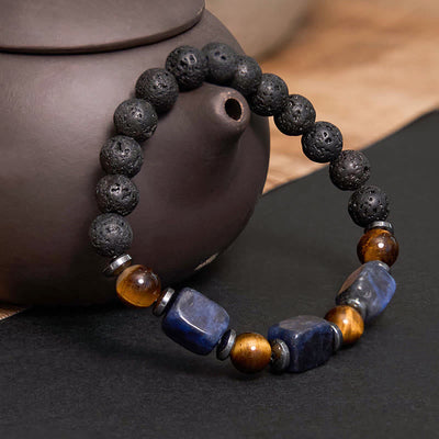Bracelet calme en pierre de lave et cristaux variés Foviel