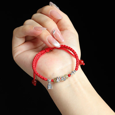 Foviel Hetian-Jade Jahr des Schlangenbandschutz Geflochtenes Armband