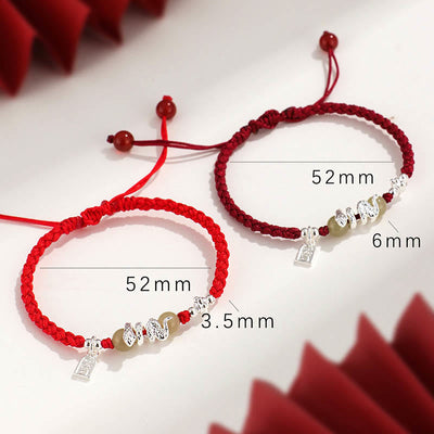Foviel Hetian-Jade Jahr des Schlangenbandschutz Geflochtenes Armband