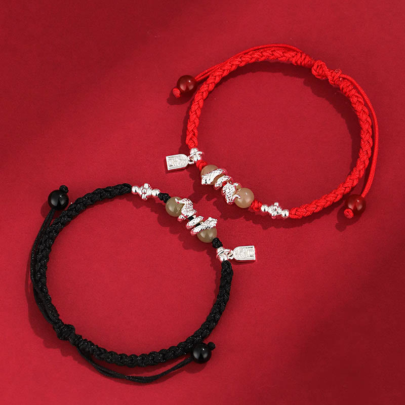 Foviel Hetian-Jade Jahr des Schlangenbandschutz Geflochtenes Armband