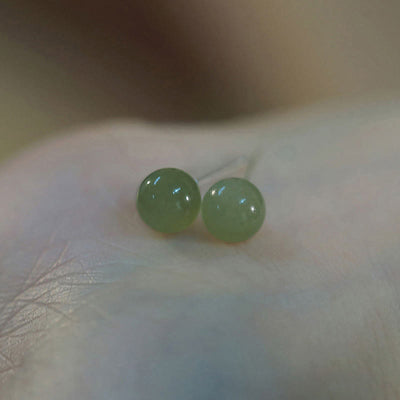 Foviel rund Jade Perlen Glück Stud Ohrringe