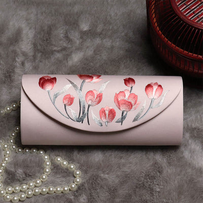 Buddha Stones Peony Tulip Su Embroidery Wedding Shopping Purse Handbag Crossbody Bag Wallet&Handbags BS Pink (Tulip)24*5.5*11cm