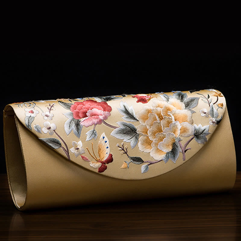 Buddha Stones Peony Tulip Su Embroidery Wedding Shopping Purse Handbag Crossbody Bag Wallet&Handbags BS 1