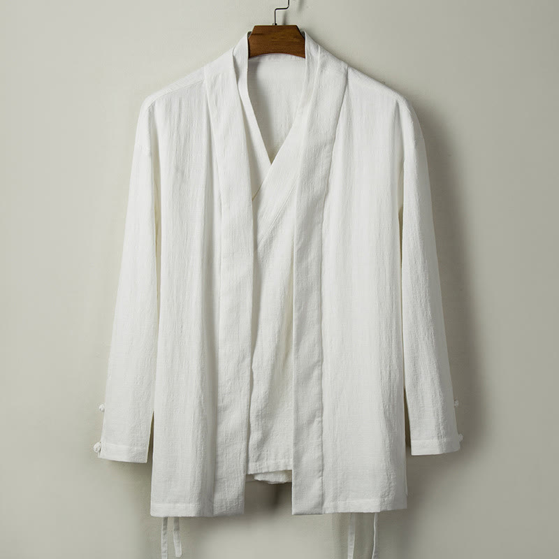 Foviel Fall Chinese Hanfu Cotton Linen Men Jacket Clothing