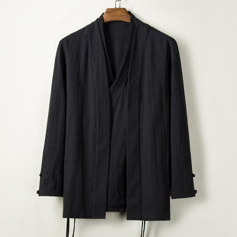 Foviel Fall Chinese Hanfu Cotton Linen Men Jacket Clothing