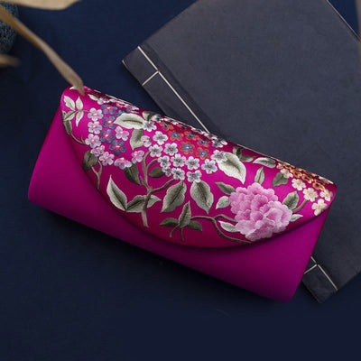Buddha Stones Hydrangea Su Embroidery Wedding Shopping Wallet Purse Handbag Crossbody Bag Wallet&Handbags BS Rose Red (Hydrangea)24*5.5*11cm