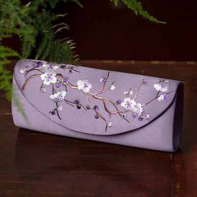 Buddha Stones Plum Bossom Tulip Su Embroidery Wedding Shopping Purse Handbag Crossbody Bag Wallet&Handbags BS Smoky Violet (Plum Blossom) 24*5.5*11cm