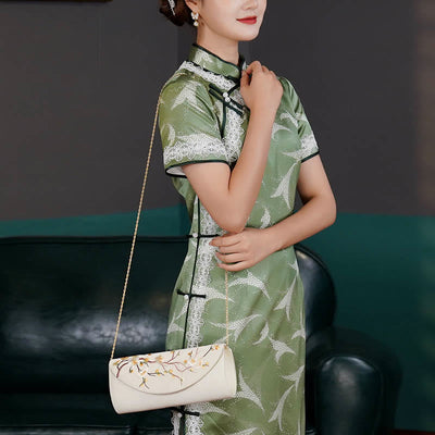 Buddha Stones Plum Bossom Tulip Su Embroidery Wedding Shopping Purse Handbag Crossbody Bag Wallet&Handbags BS 5