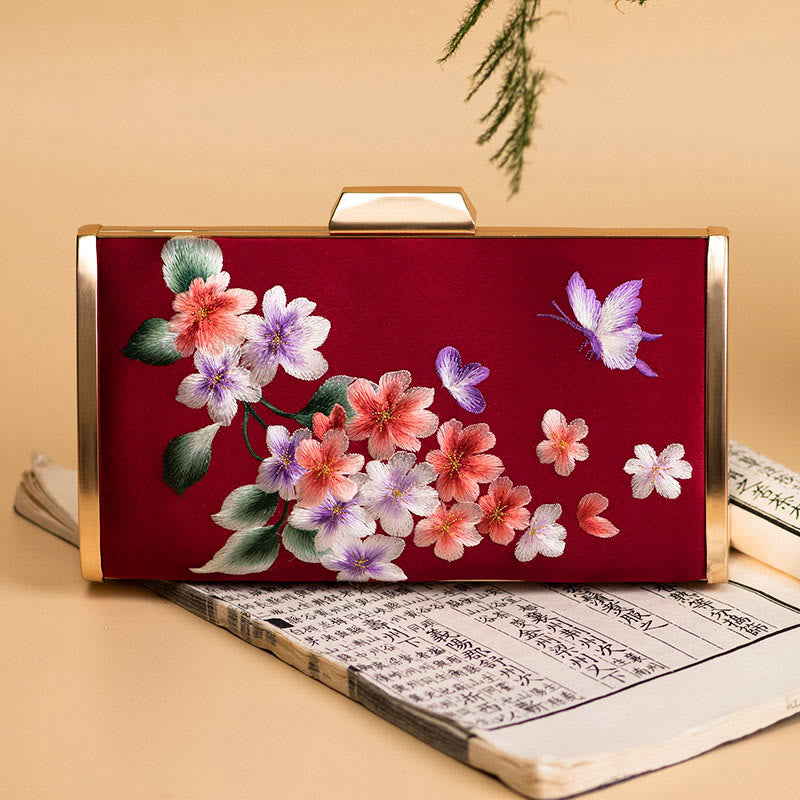 Buddha Stones Carnation Peony Begonia Su Embroidery Wedding Shopping Purse Handbag Crossbody Bag Wallet&Handbags BS Wine Red (Begonia)20*11cm
