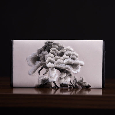 Sac à main portefeuille long de shopping Foviel Peony Flower Su Embroidery Journey