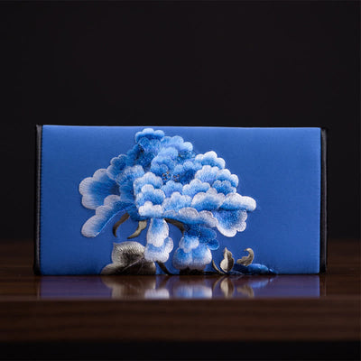 Sac à main portefeuille long de shopping Foviel Peony Flower Su Embroidery Journey