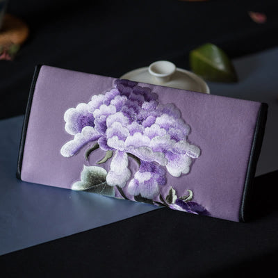 Sac à main portefeuille long de shopping Foviel Peony Flower Su Embroidery Journey